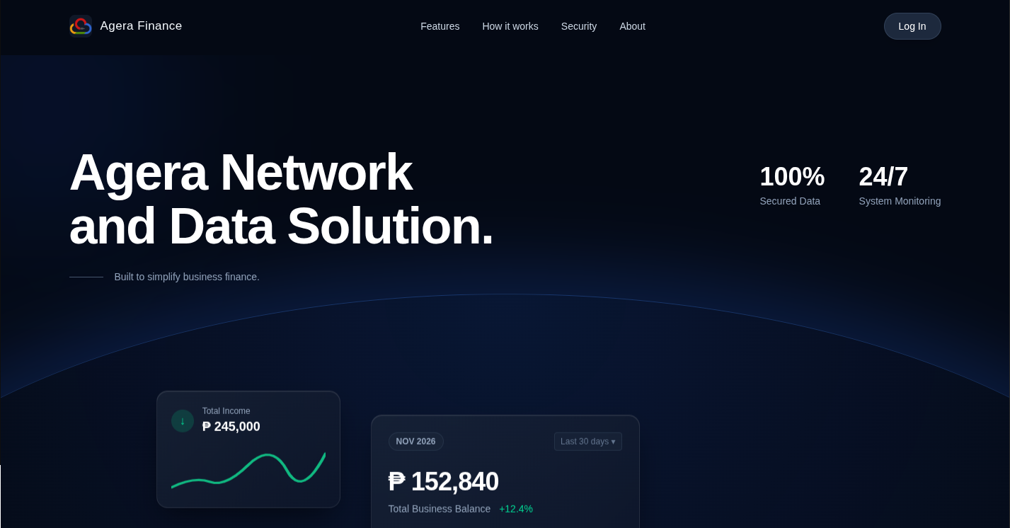 Screenshot of the Agera Finance project
